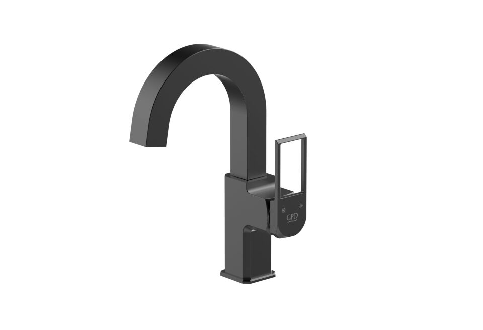 GPD Quadro Tek Gövde Lavabo Bataryası (Siyah)