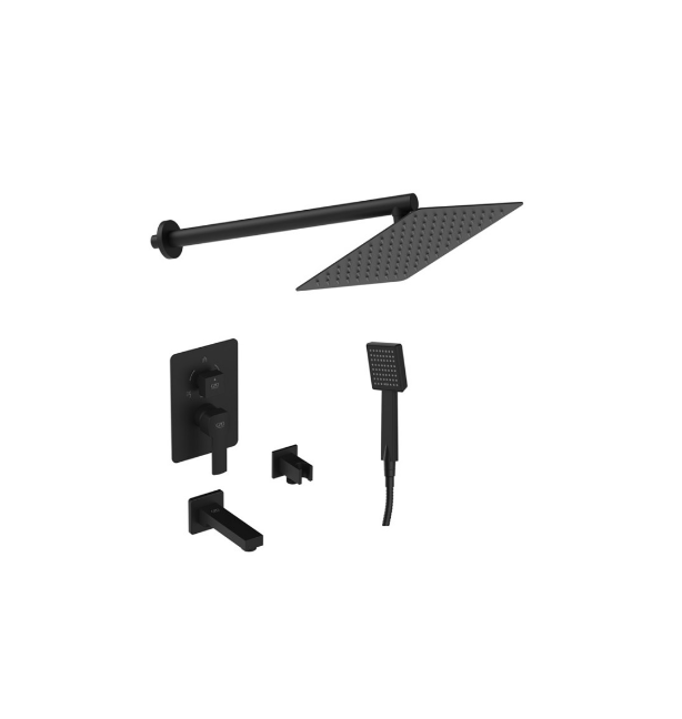 GPD BNS05-S Pedra Çevirmeli Ankastre Duş Seti (3 Yollu) (Siyah)